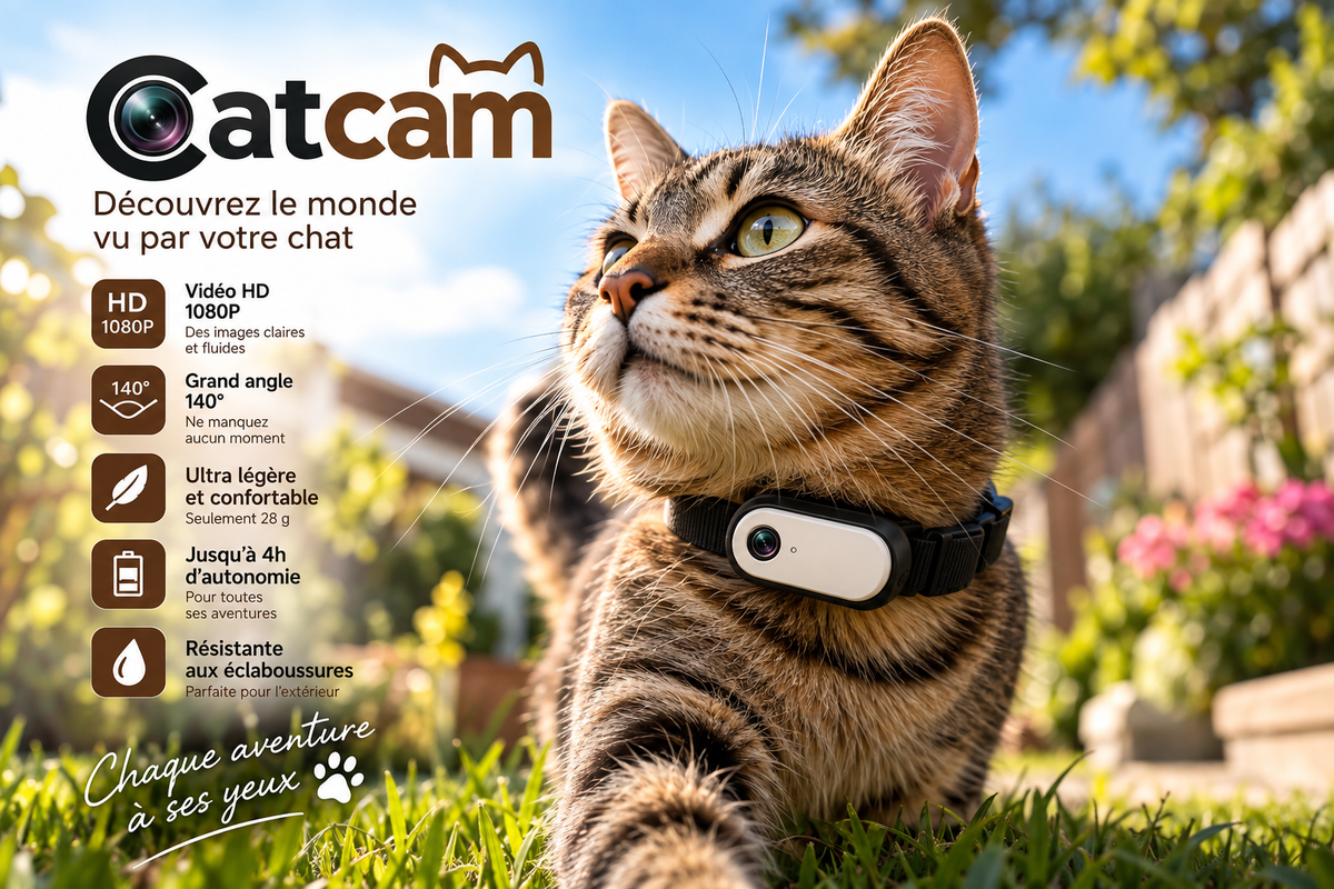 CatCam caméra pour chat avec collier inclus